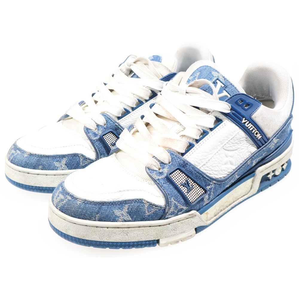 LOUIS VUITTON(ルイヴィトン) LVトレイナー ライン モノグラム デニム レースアップ ローカットシューズ スニーカー インディゴ/ホワイト 1A9JGB