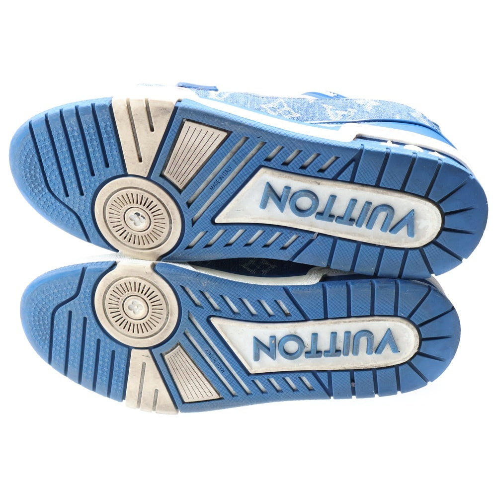 LOUIS VUITTON(ルイヴィトン) LVトレイナー ライン モノグラム デニム レースアップ ローカットシューズ スニーカー インディゴ/ホワイト 1A9JGB