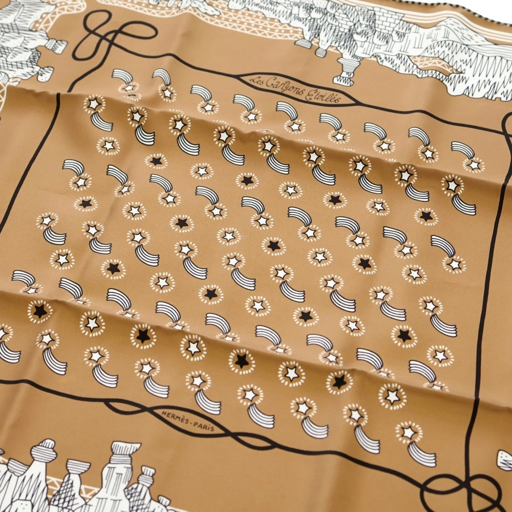 HERMES(エルメス) カレ55 星降る渓谷 ブラウン系 シルク レディース