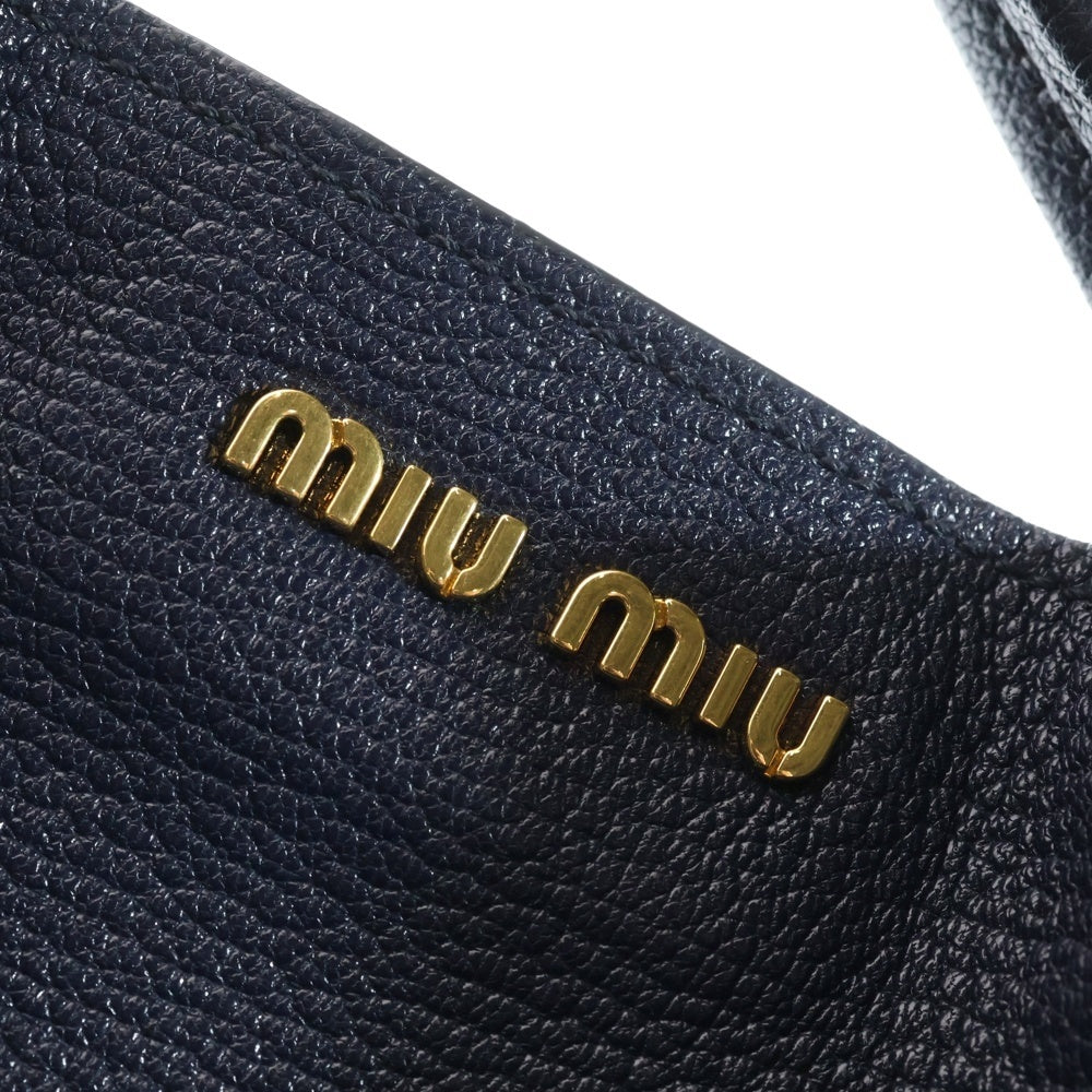 miumiu(ミュウミュウ) ショルダーホーボーバッグ 2WAYバッグ ハンドバッグ ショルダーバッグ インディゴブルー ネイビー デニム×レザー RN1129 ゴールド金具 レディース