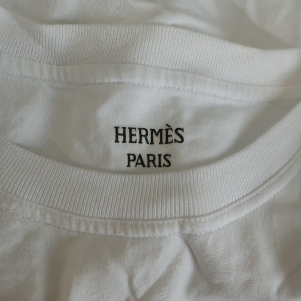 HERMES(エルメス) カノエ プリント マイクロ Tシャツ 白 コットン 3E4625DL