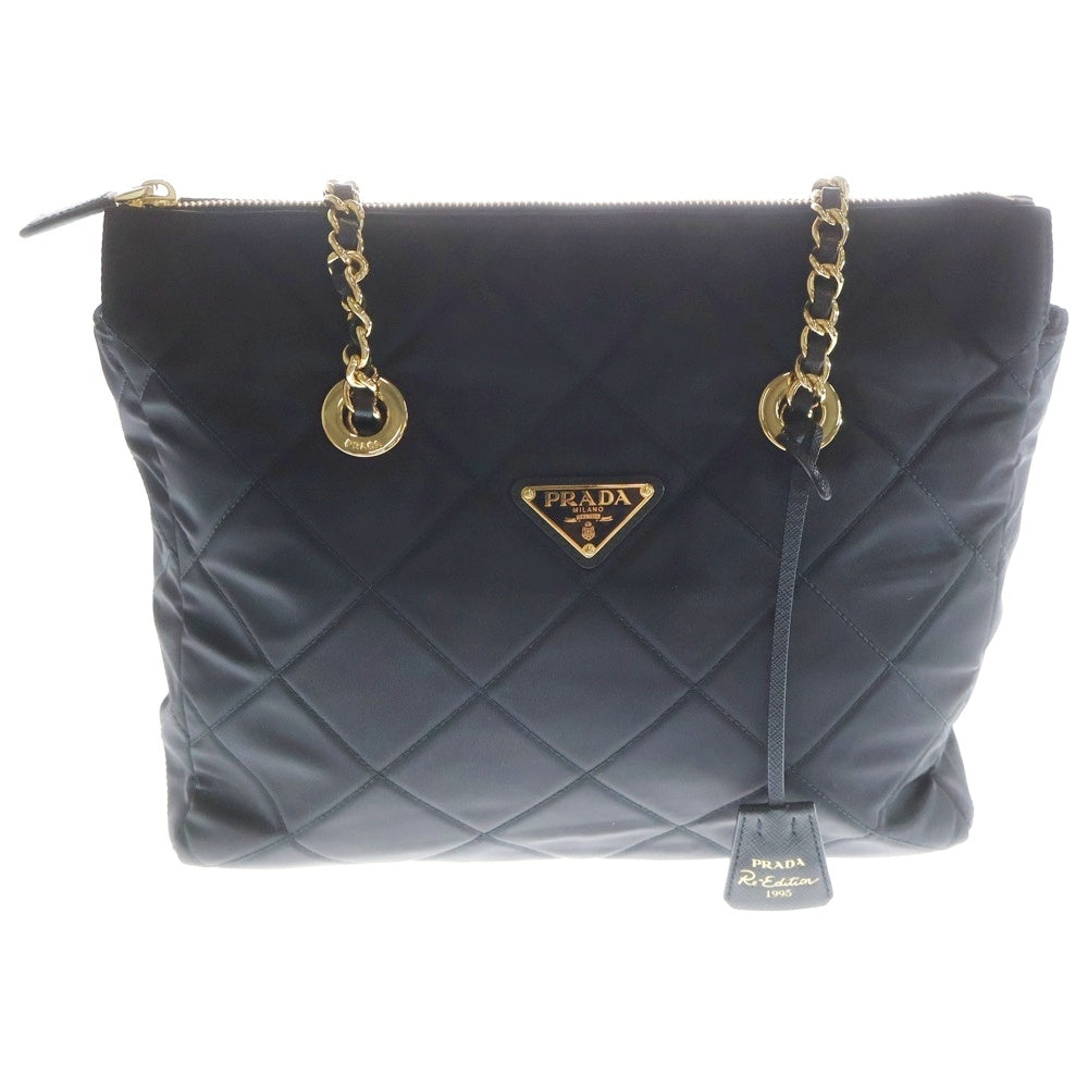 PRADA(プラダ) キルティング 2WAYバッグ ハンドバッグ ショルダーバッグ チェーンバッグ ブラック ナイロン 1BG468 ゴールド金具 レディース