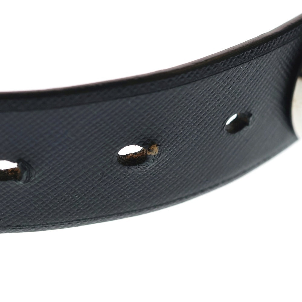 PRADA(プラダ) サフィアーノ レザー ベルト ロゴ ブラック DH79028 シルバー金具