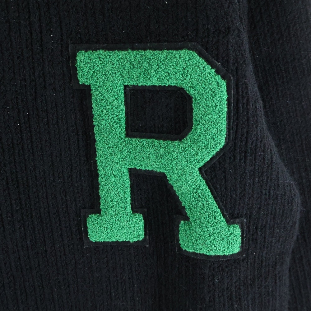 RAF SIMONS(ラフシモンズ) 21AW Rワッペンロゴ ジップデザイン クルーネック プルオーバー 長袖ニット セーター ブラック