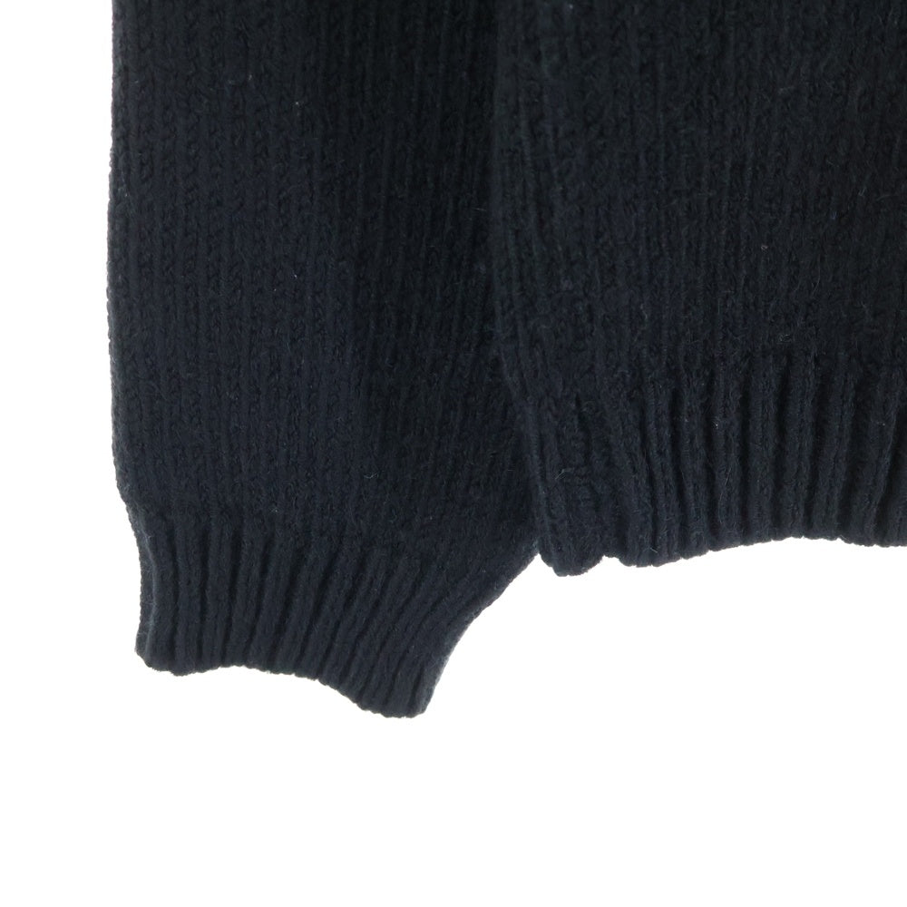 RAF SIMONS(ラフシモンズ) 21AW Rワッペンロゴ ジップデザイン クルーネック プルオーバー 長袖ニット セーター ブラック