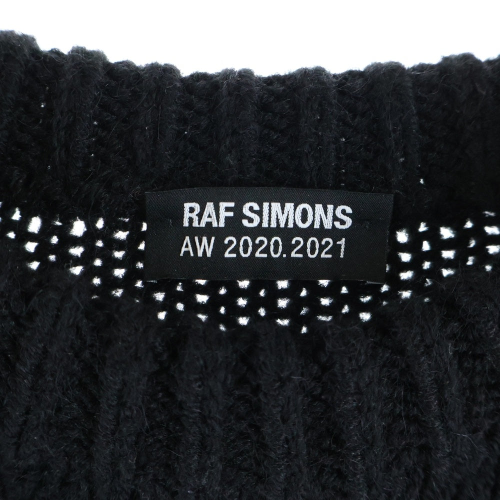 RAF SIMONS(ラフシモンズ) 21AW Rワッペンロゴ ジップデザイン クルーネック プルオーバー 長袖ニット セーター ブラック