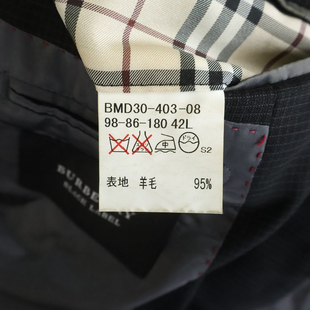 BURBERRY BLACK LABEL(バーバリー ブラックレーベル) セットアップスーツ チェック総柄 テーラードジャケット スラックスパンツ ブラック