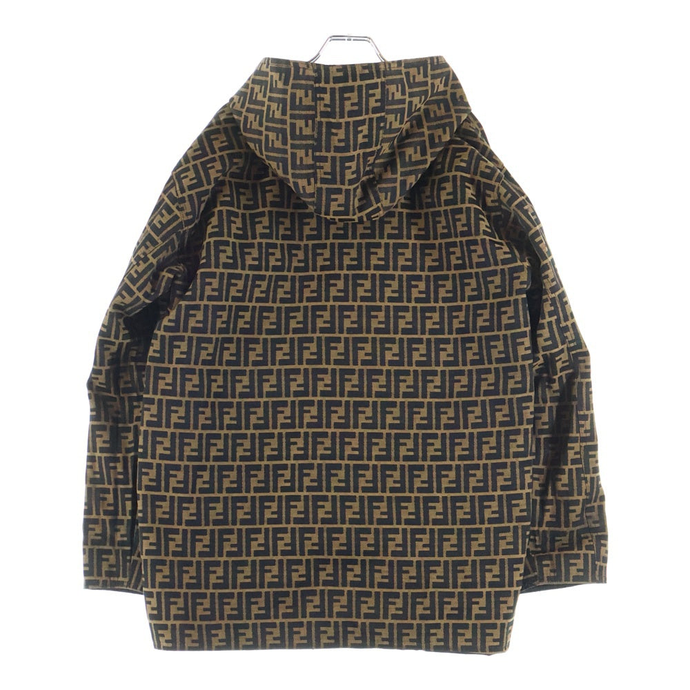 FENDI(フェンディ) FFズッカ リバーシブルフーデッドジャケット ナイロンブルゾン ブラウン×ブラック F809/64 レディース