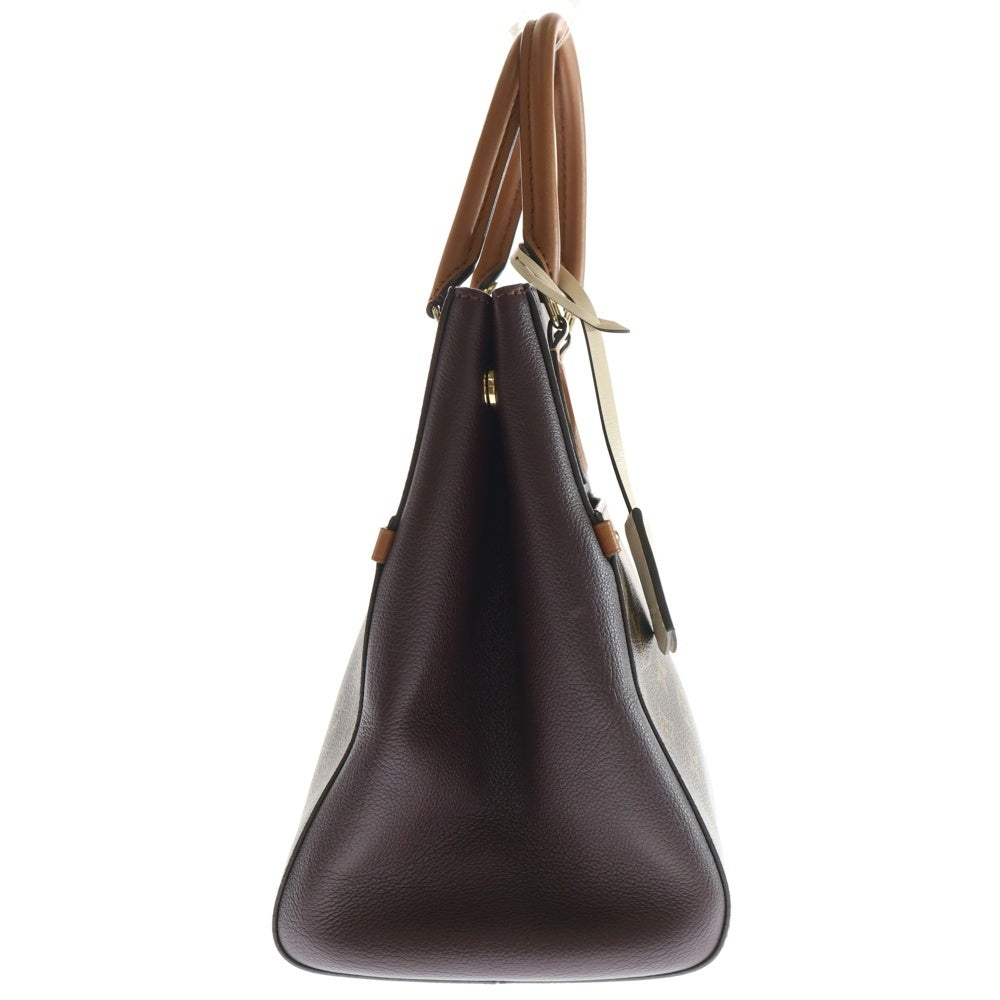 LOUIS VUITTON(ルイヴィトン) モノグラム フォールドトートMM ハンドバッグ ミニバッグ ブラック×ブラウン×ボルドー レザー×PVC M45409 ゴールド金具 レディース