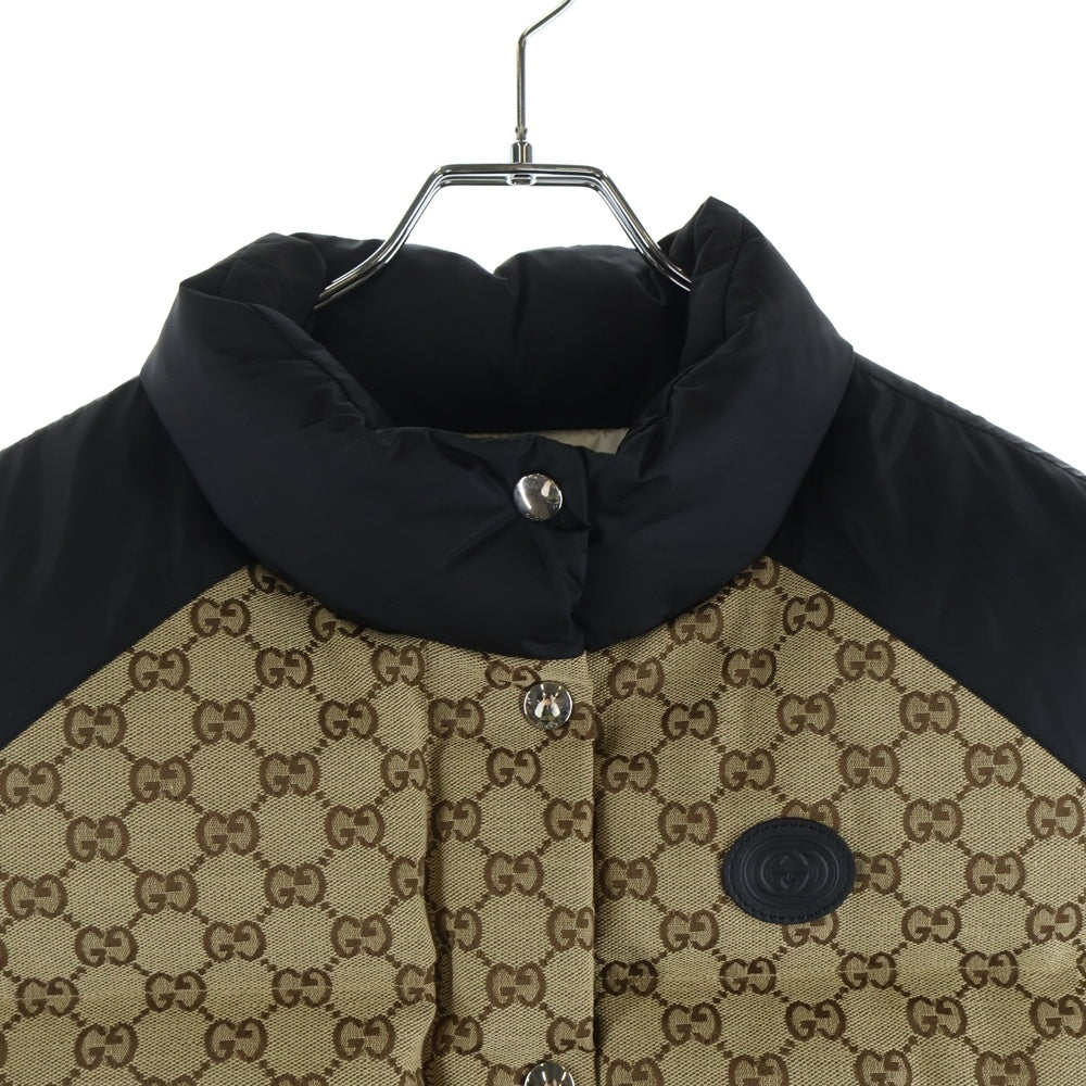 GUCCI(グッチ) GGキャンバス ダウンベスト ブラック/ベージュ 774910