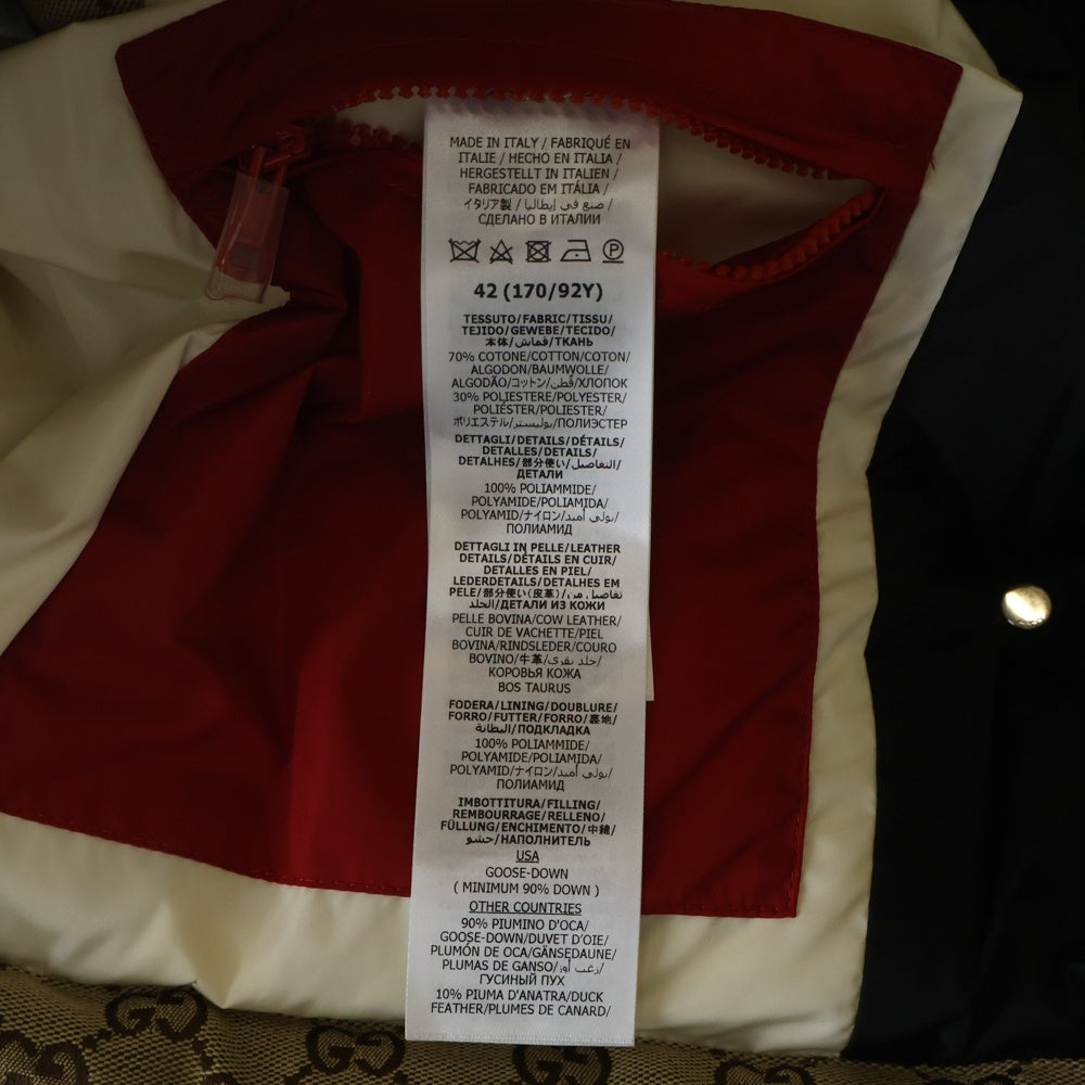 GUCCI(グッチ) GGキャンバス ダウンベスト ブラック/ベージュ 774910