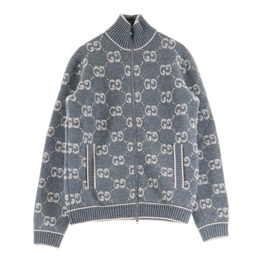 GUCCI(グッチ) ジップ カーディガン グレー ウール 814285