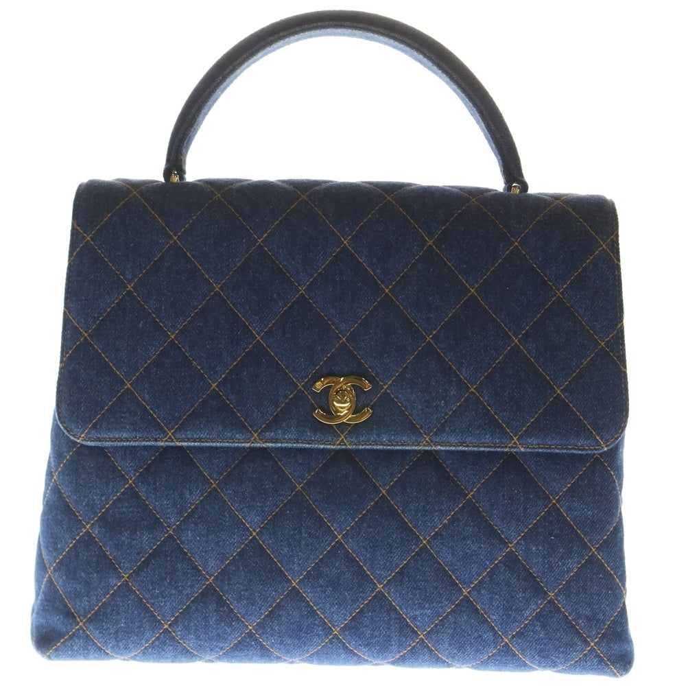CHANEL(シャネル) マトラッセ トップハンドル ハンドバッグ デニム インディゴブルー ゴールド金具