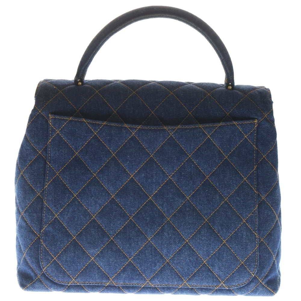 CHANEL(シャネル) マトラッセ トップハンドル ハンドバッグ デニム インディゴブルー ゴールド金具