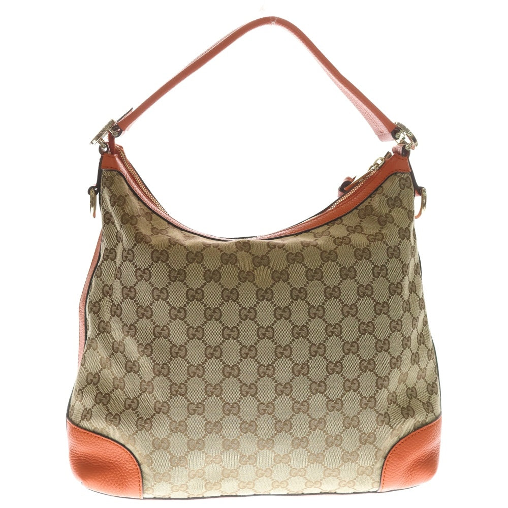 GUCCI(グッチ) GGキャンバス 2wayワンショルダーバッグ ハンドバッグ ブラウン×オレンジ レザー×キャンバス 326514 ゴールド金具 レディース