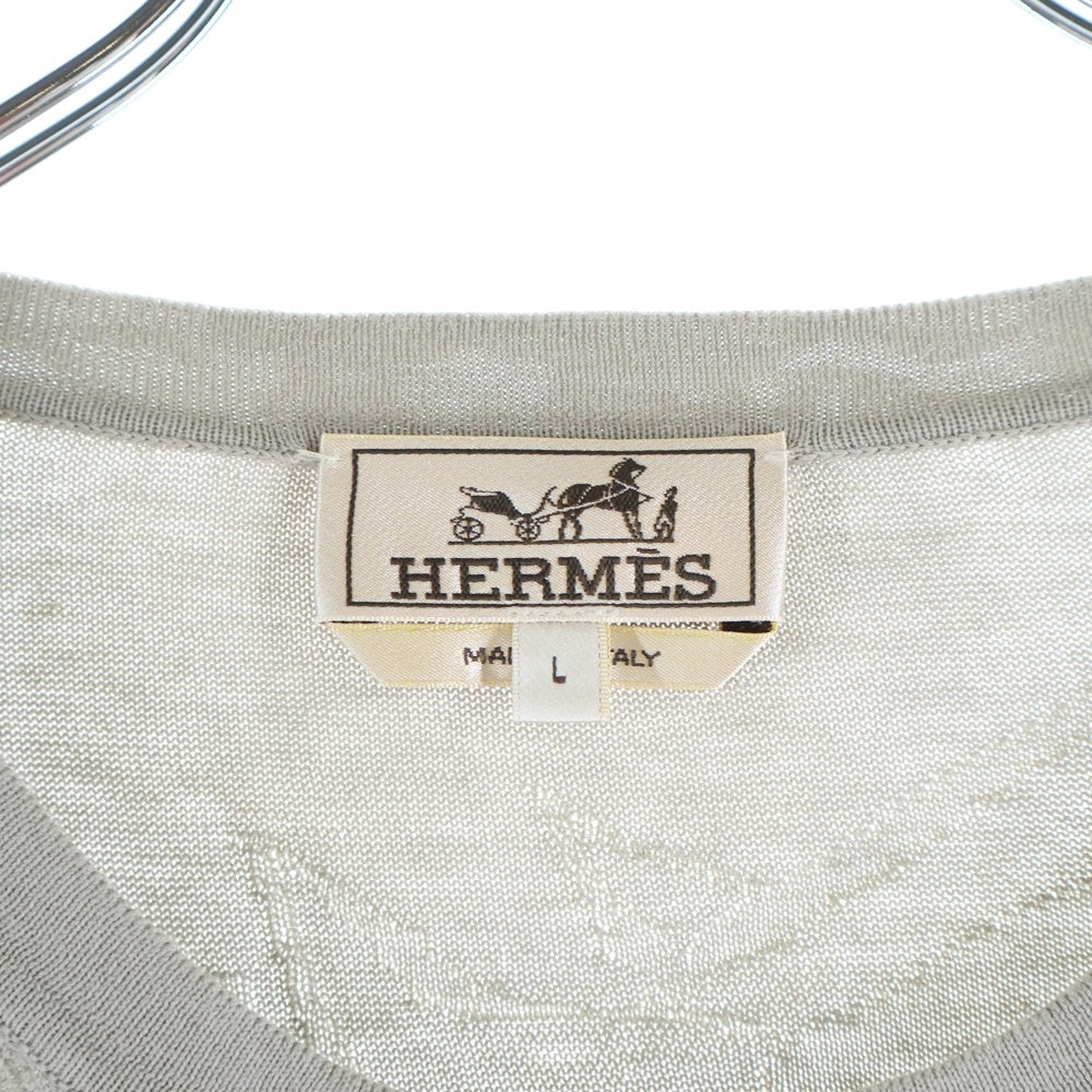 HERMES(エルメス) 馬柄長袖ニット グレー