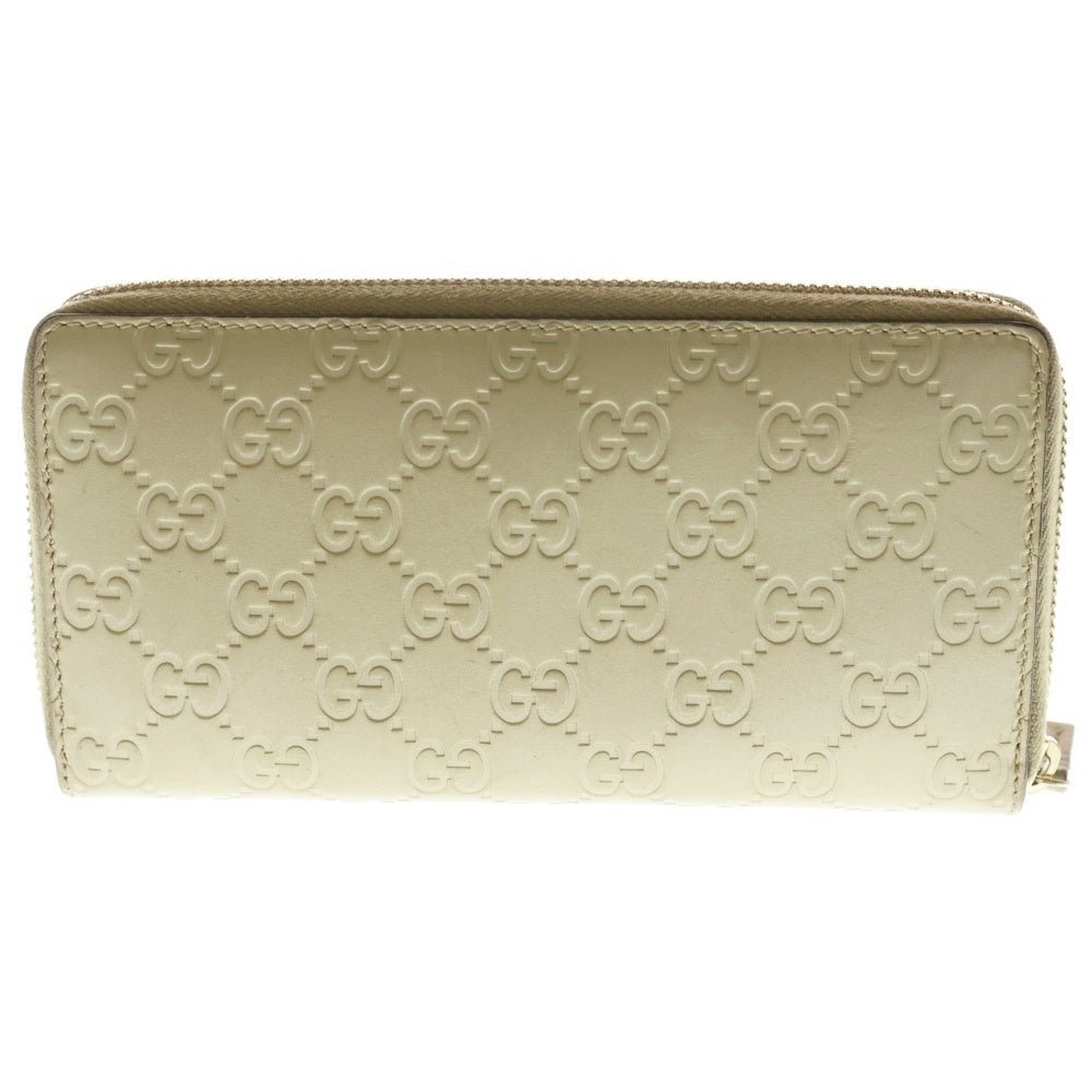 GUCCI(グッチ) グッチシマ ラウンドファスナー長財布 ベージュ レザー 388680 レディース