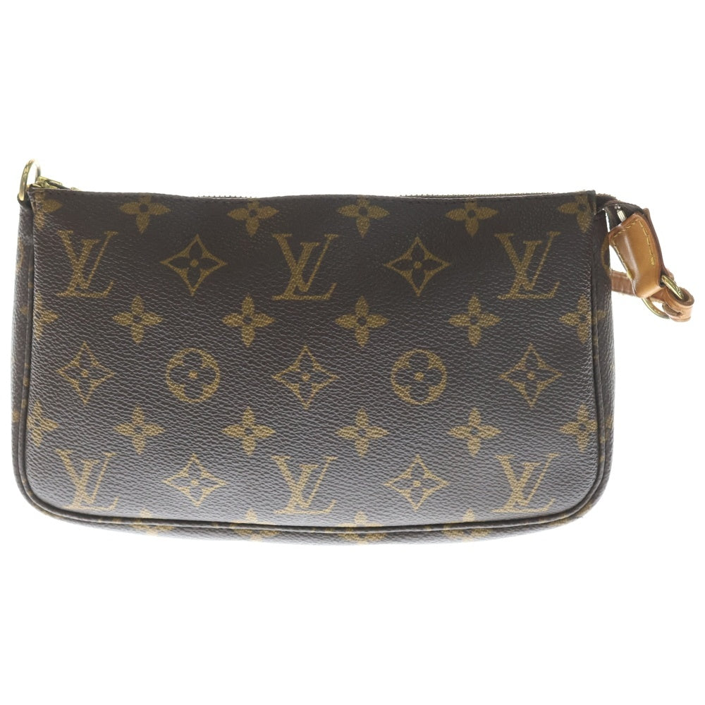 LOUIS VUITTON(ルイヴィトン) モノグラム ポシェットアクセソワール ハンドバッグ ミニバッグ ブラウン レザー×PVC M51980 ゴールド金具 レディース