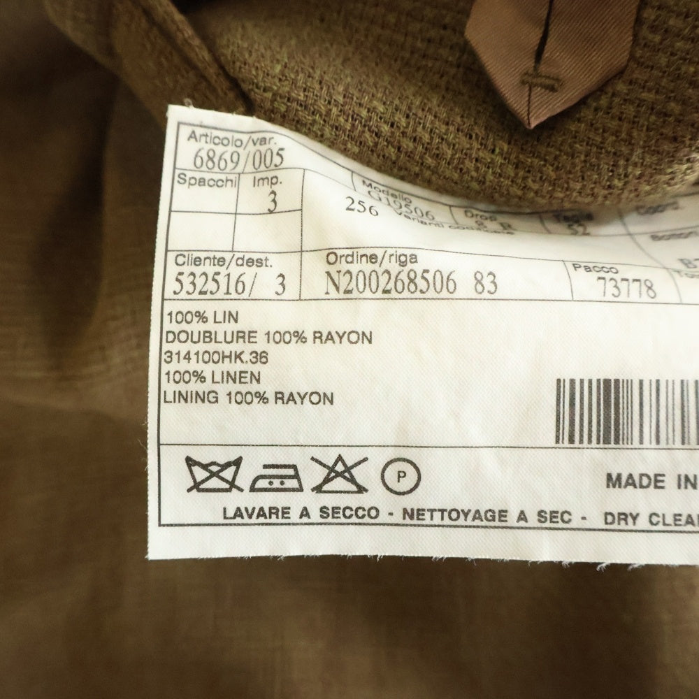 HERMES(エルメス) 段返り2Bリネンテーラードジャケット ブラウン レディース