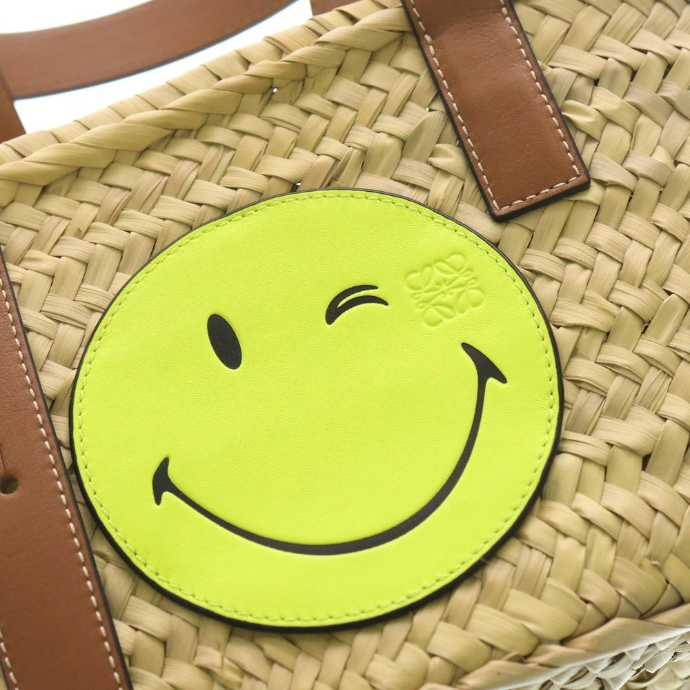 LOEWE(ロエベ) パウラ バスケット スマイリー ウィンク バッグ ハンドバッグ ミニトートバッグ カゴバッグ ブラウン×ベージュ×イエロー レザー レディース