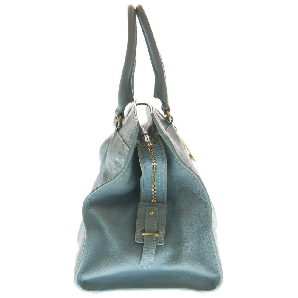 YVES SAINT LAURENT(イヴサンローラン) カバシック ハンドバッグ ボストンバッグ ライトブルー レザー 279079 ゴールド金具 レディース