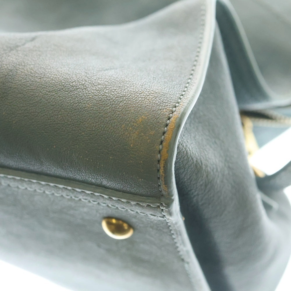 YVES SAINT LAURENT(イヴサンローラン) カバシック ハンドバッグ ボストンバッグ ライトブルー レザー 279079 ゴールド金具 レディース