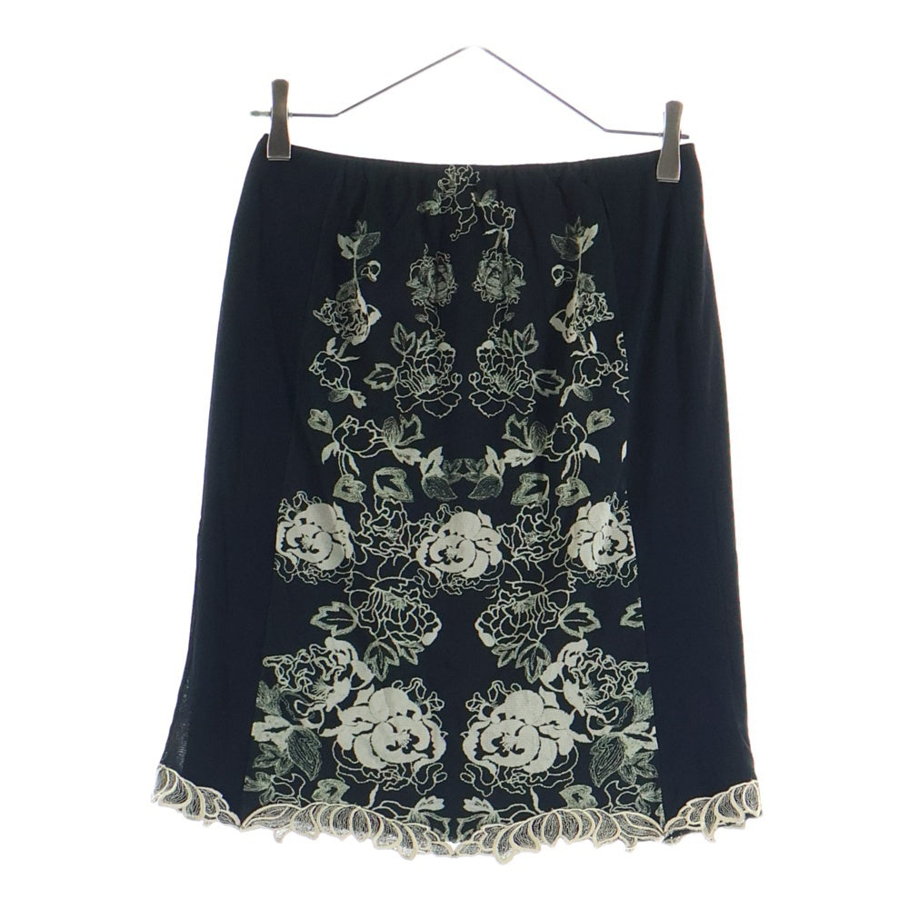 VIVIENNE TAM(ヴィヴィアンタム) セットアップ フラワー柄 プリント 切り替え パワーネット 長袖カットソー ミディアムスカート ブラック レディース