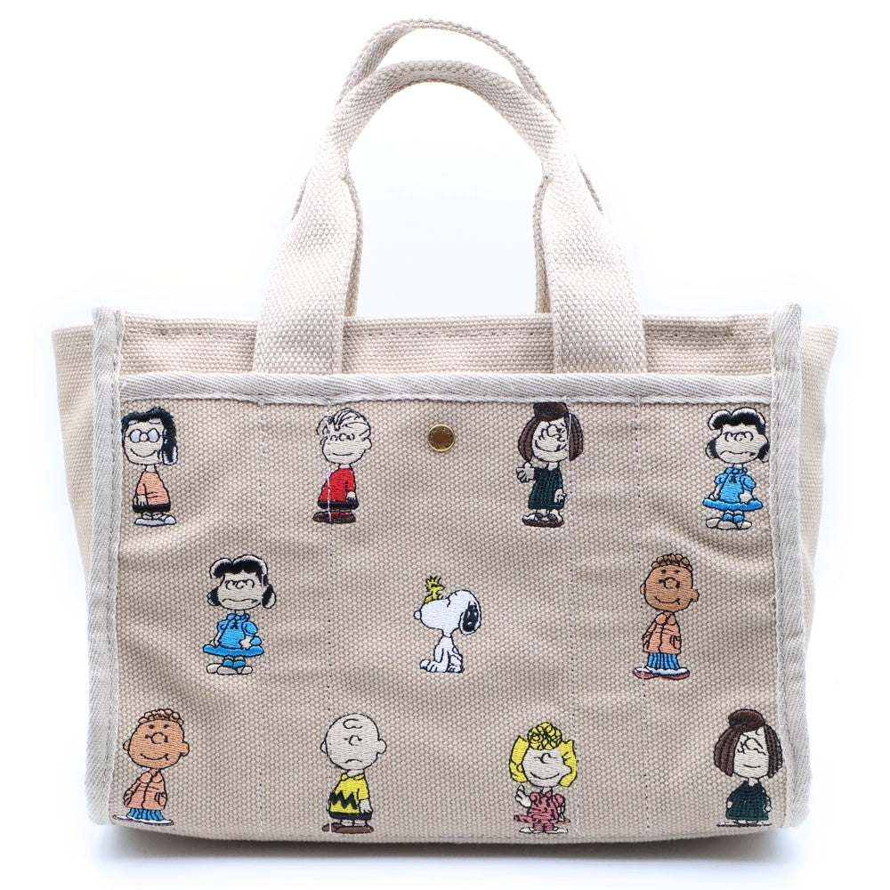 COACH(コーチ) ×ピーナッツ スヌーピー 刺繍 カーゴ 2WAYバッグ ショルダーバッグ トートバッグ ベージュ CBH43 ゴールド金具 レディース