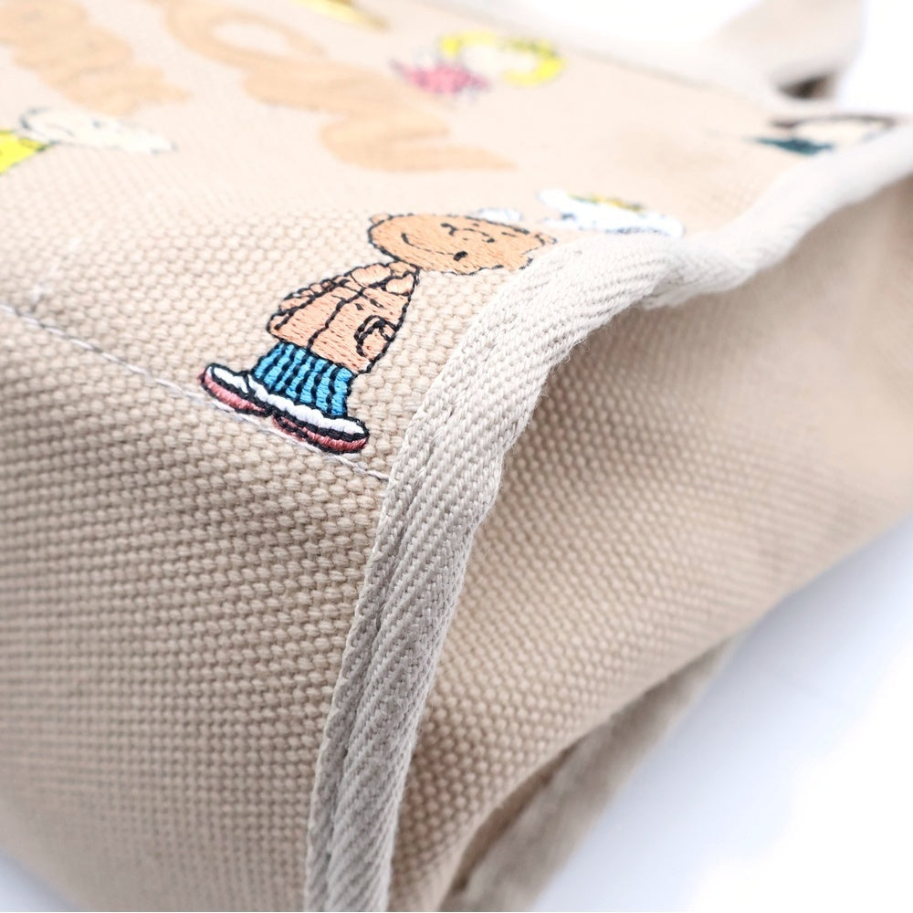 COACH(コーチ) ×ピーナッツ スヌーピー 刺繍 カーゴ 2WAYバッグ ショルダーバッグ トートバッグ ベージュ CBH43 ゴールド金具 レディース