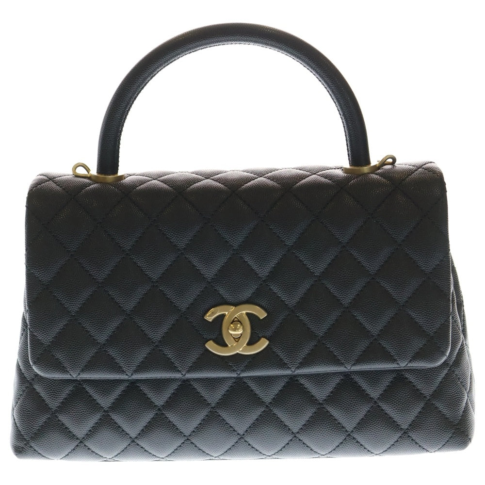 CHANEL(シャネル) ココハンドル ブラック キャビアスキン 2wayショルダーバッグ ハンドバッグ ゴールド金具 A92991 レディース