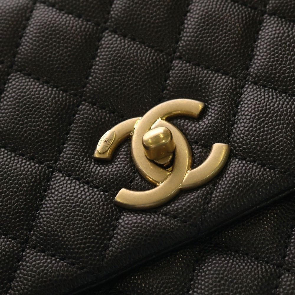 CHANEL(シャネル) ココハンドル ブラック キャビアスキン 2wayショルダーバッグ ハンドバッグ ゴールド金具 A92991 レディース