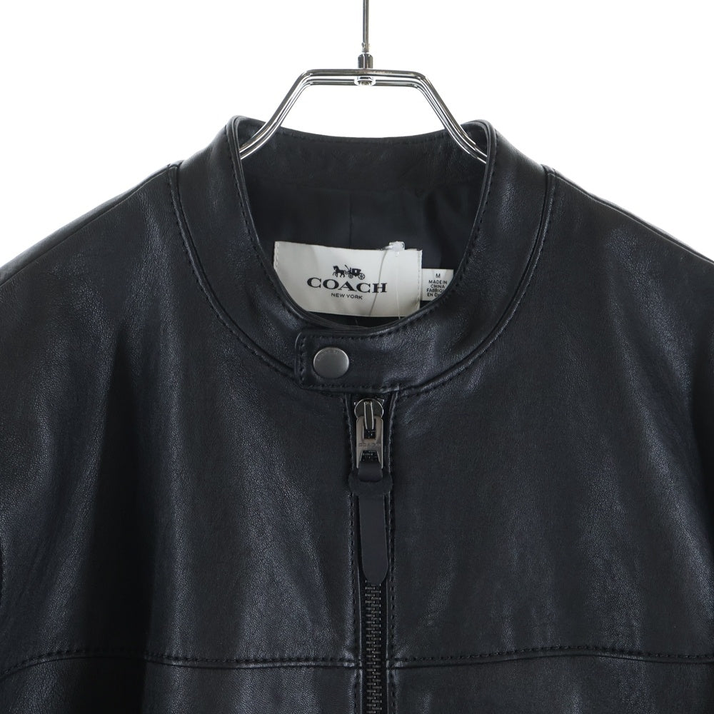 COACH(コーチ) ラムレザーシングルライダース ブルゾンブラック F87432