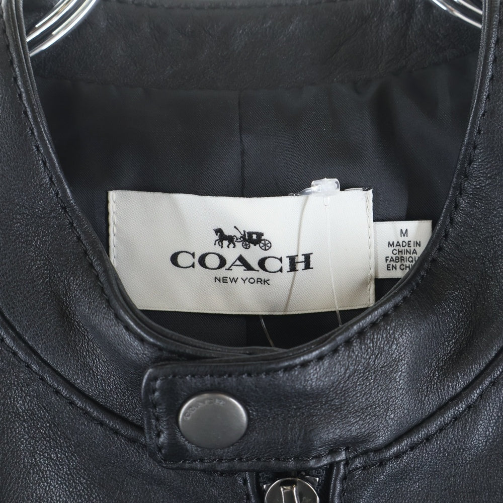 COACH(コーチ) ラムレザーシングルライダース ブルゾンブラック F87432