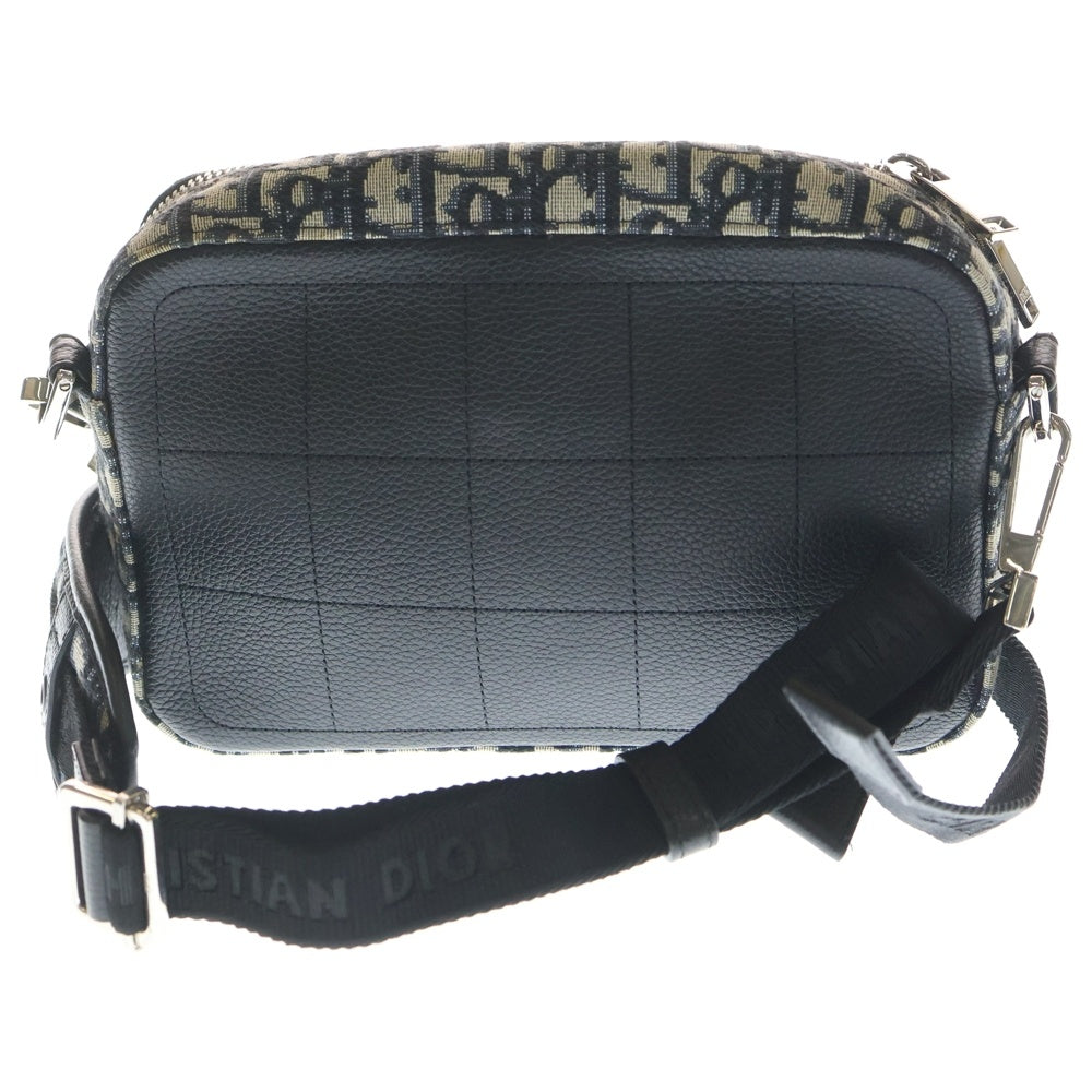 DIOR(ディオール) サファリ オブリークジャカード ショルダーバッグ ネイビー系 キャンバス×レザー シルバー金具 レディース