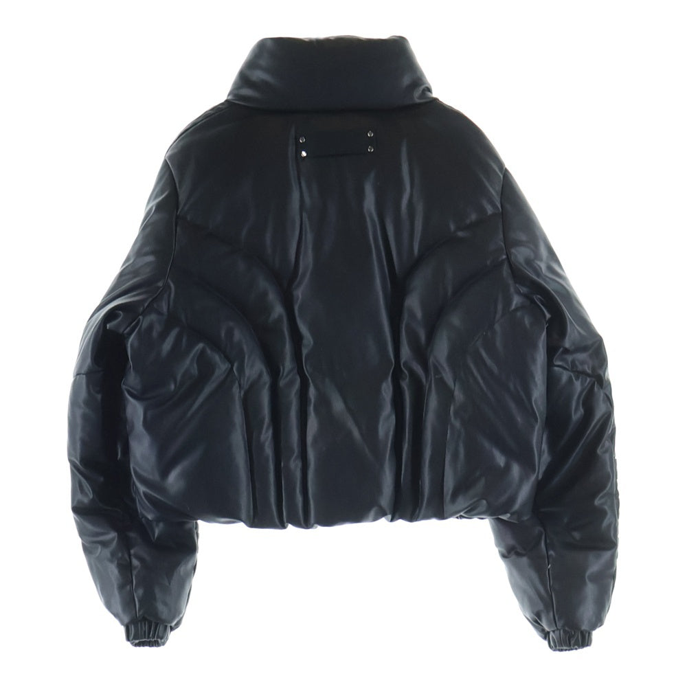 adidas(アディダス) トレフォイルロゴプレート フェイクレザー ジップアップ ダウンジャケット ブラック レディース JD3790