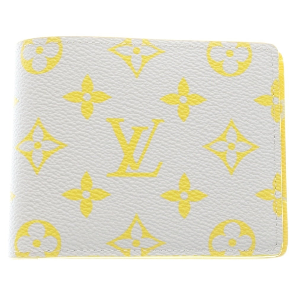LOUIS VUITTON(ルイヴィトン) モノグラム ポルトフォイユ・ミュルティプル コンパクトウォレット 二つ折り財布 ライトグレー×イエロー M14694 レディース