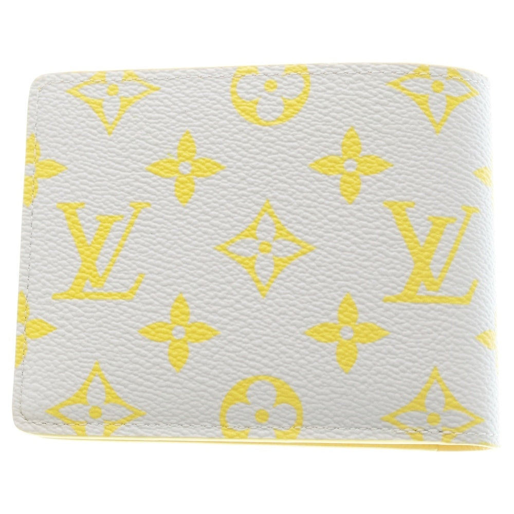 LOUIS VUITTON(ルイヴィトン) モノグラム ポルトフォイユ・ミュルティプル コンパクトウォレット 二つ折り財布 ライトグレー×イエロー M14694 レディース