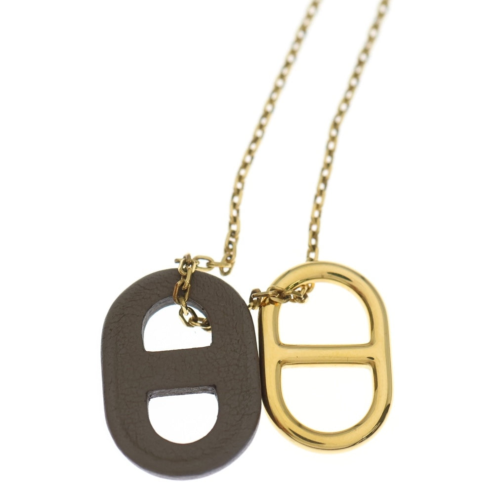 HERMES(エルメス) オーマイヨン ネックレス ペンダント ブラウン×ゴールド レディース