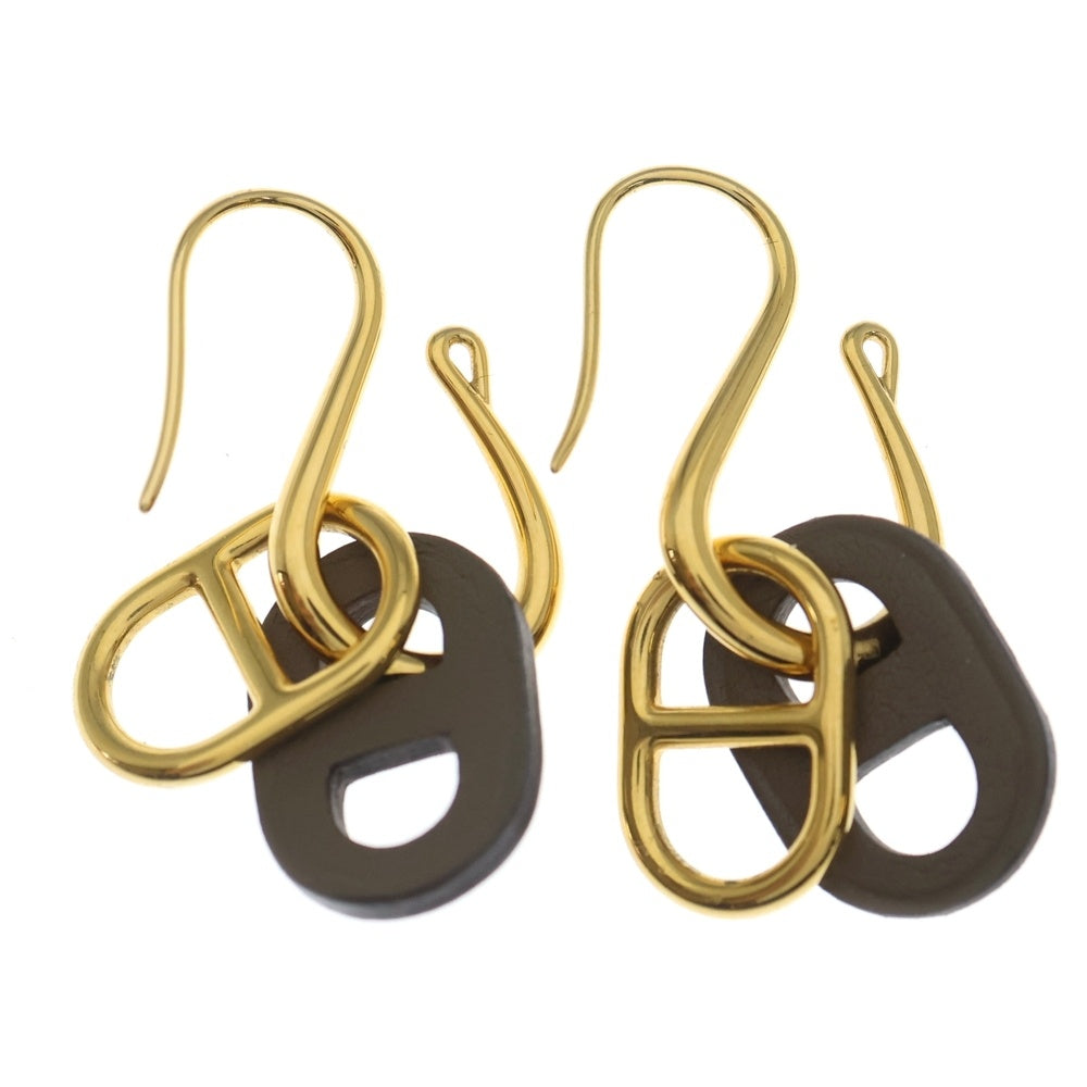 HERMES(エルメス) オーマイヨン ピアス ゴールド×ブラウン レディース