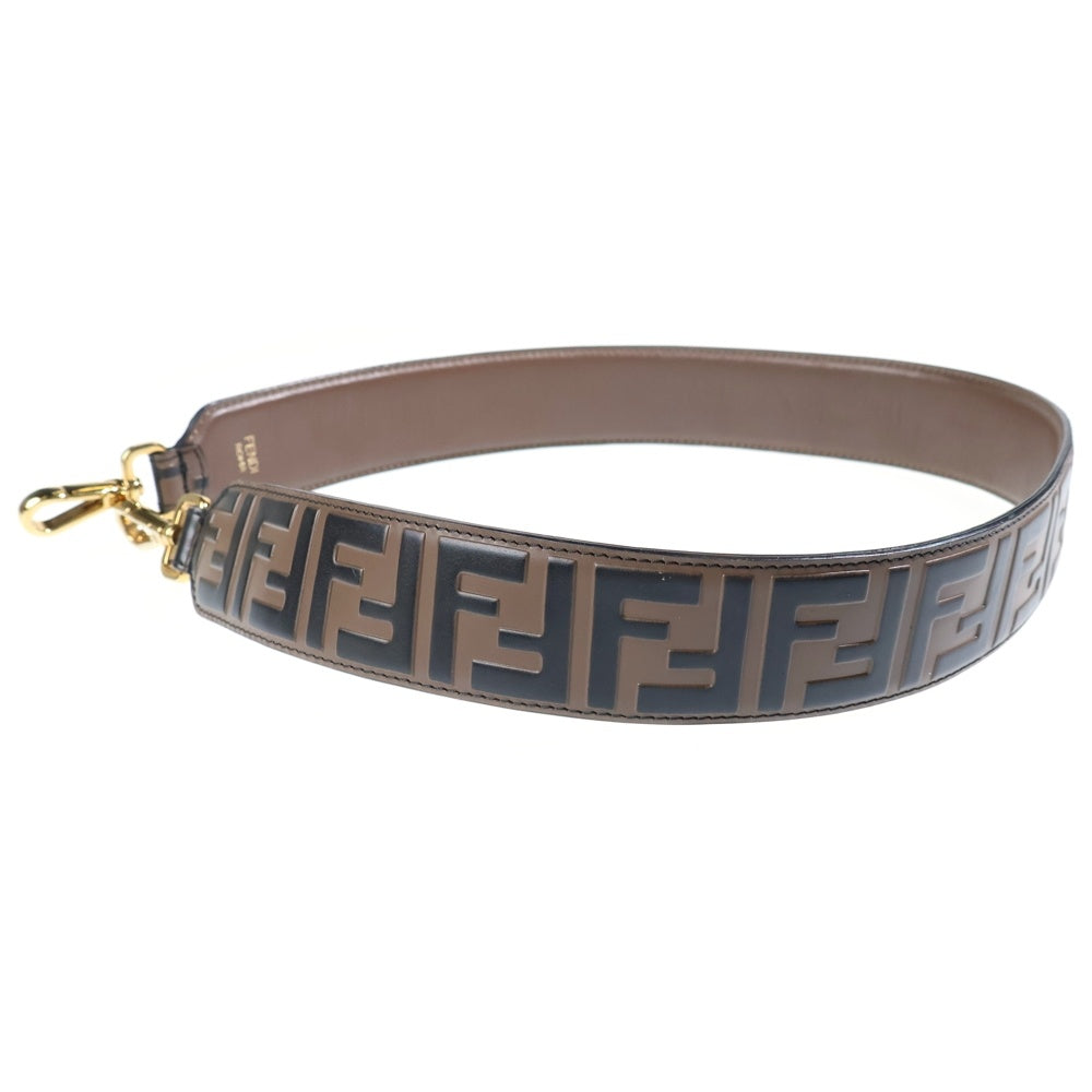 FENDI(フェンディ) ズッカ ショルダーストラップ ブラウン レザー レディース