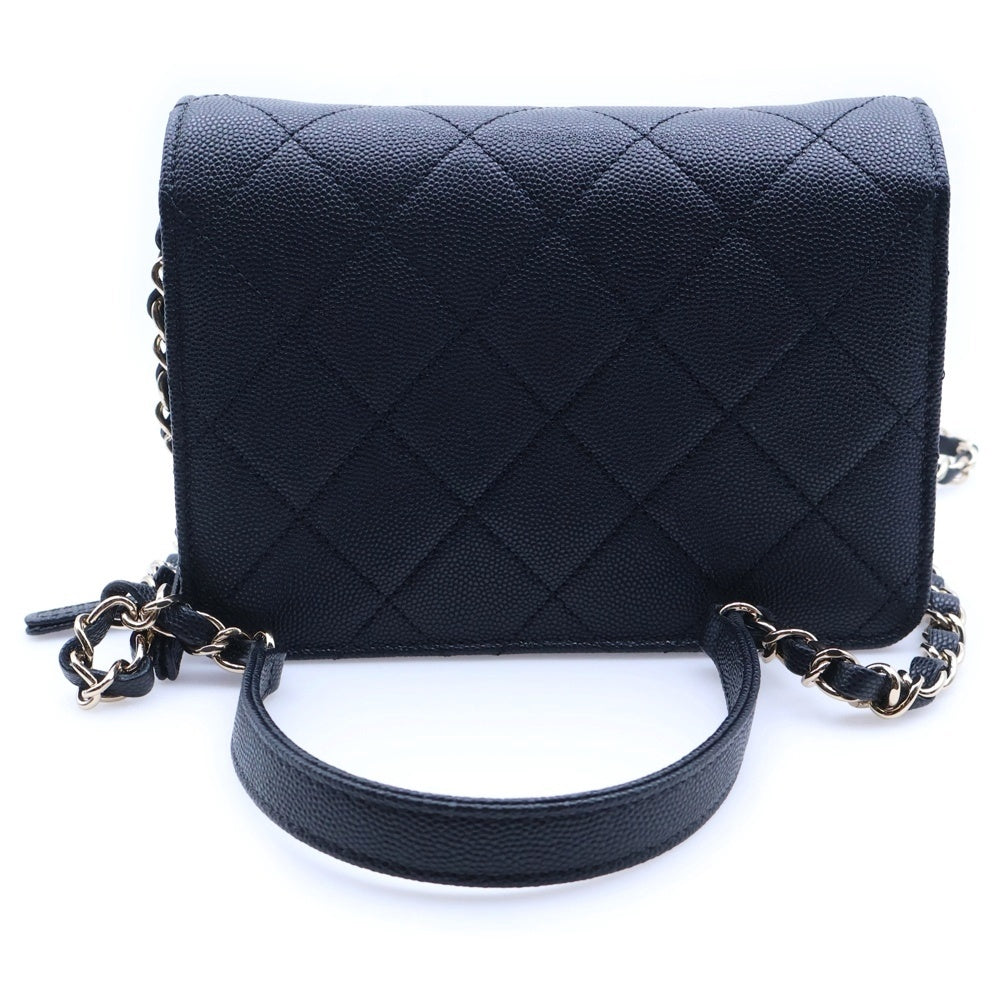 CHANEL(シャネル) マトラッセ18 シングルフラップ シングルチェーン ショルダーバッグ ブラック キャビアスキン ゴールド金具 レディース