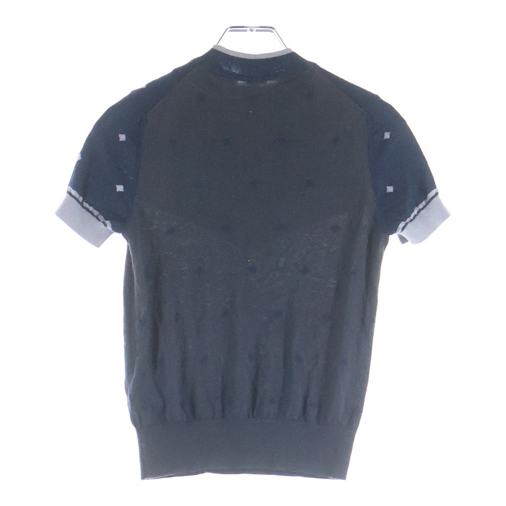 HERMES(エルメス) 22AW 宮延の馬具 クルーネック 半袖ニット カシミヤ ネイビー 2H2622D8 レディース