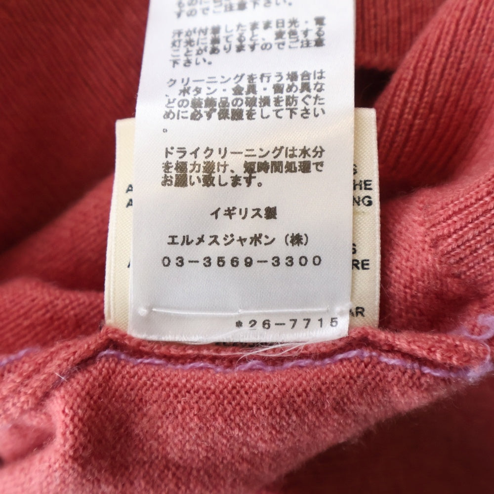 HERMES(エルメス) 22SS クルーネック 半袖ニット カシミヤ ピンク 2E2638D1 レディース