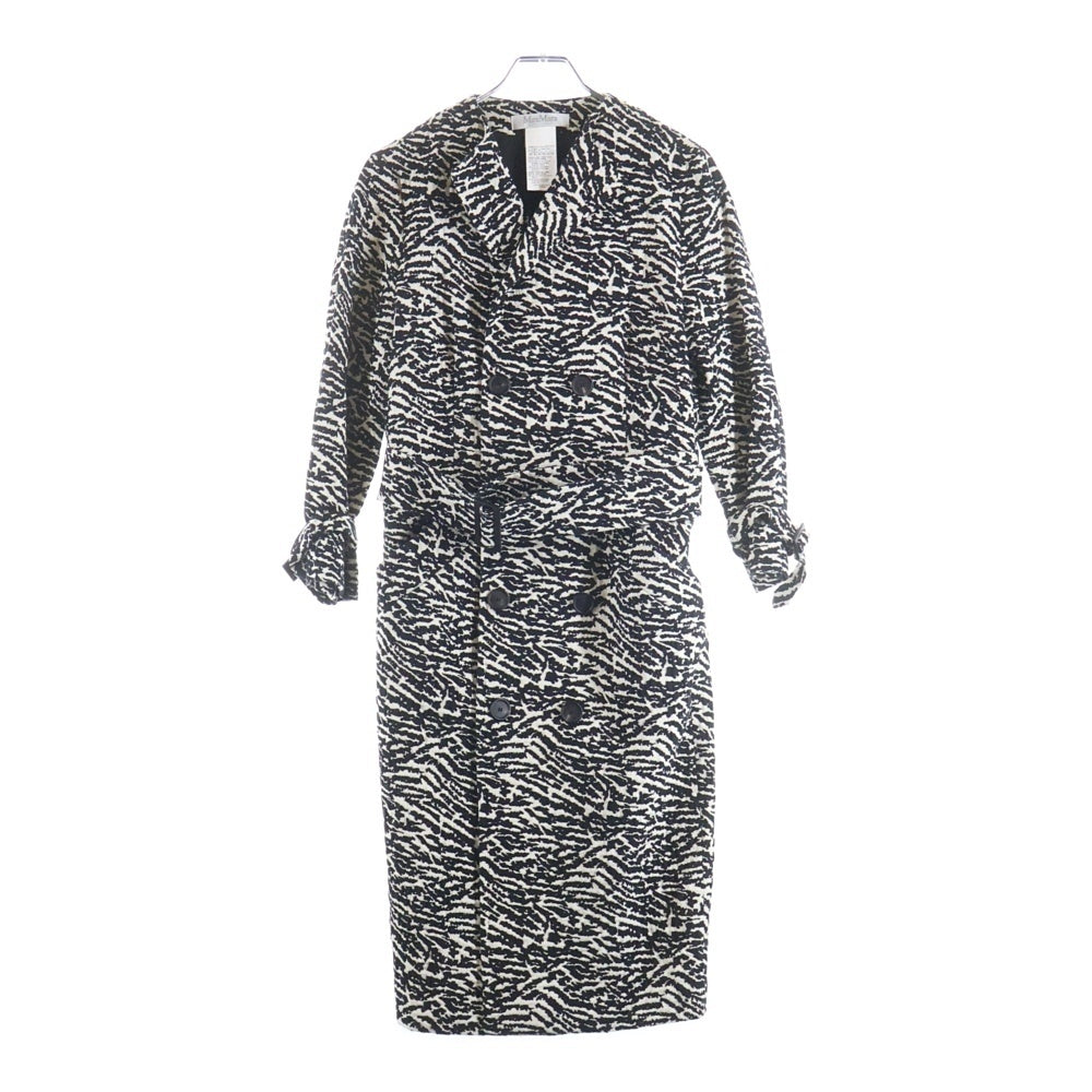 Max Mara(マックスマーラ) ゼブラ総柄 ノーカラー ロング コート ブラック/ホワイト レディース