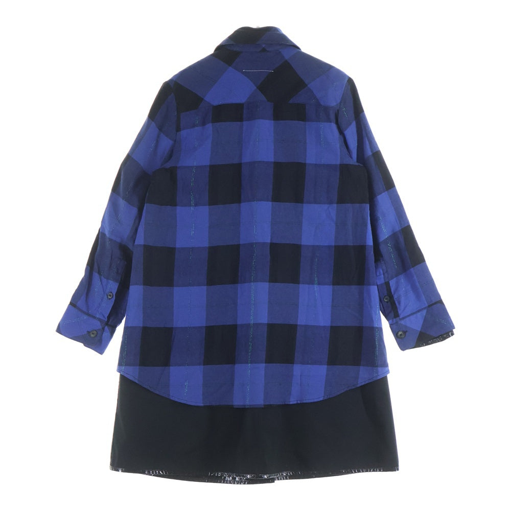 MM6 Maison Margiela(エムエムシックスメゾンマルジェラ) リバーシブル ブロックチェックステンカラーコート ブルー/ブラック