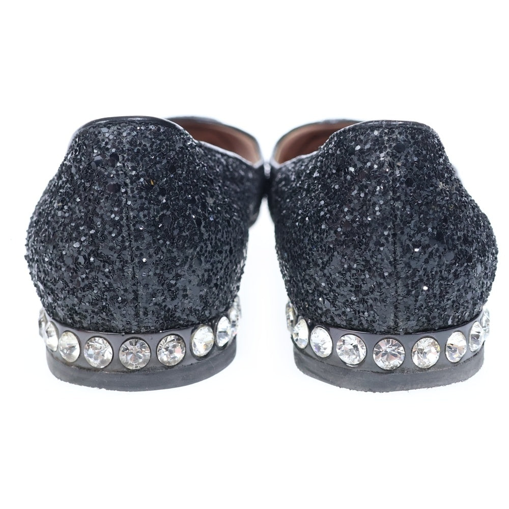 miumiu(ミュウミュウ) グリッターパンプス レザー ブラック レディース