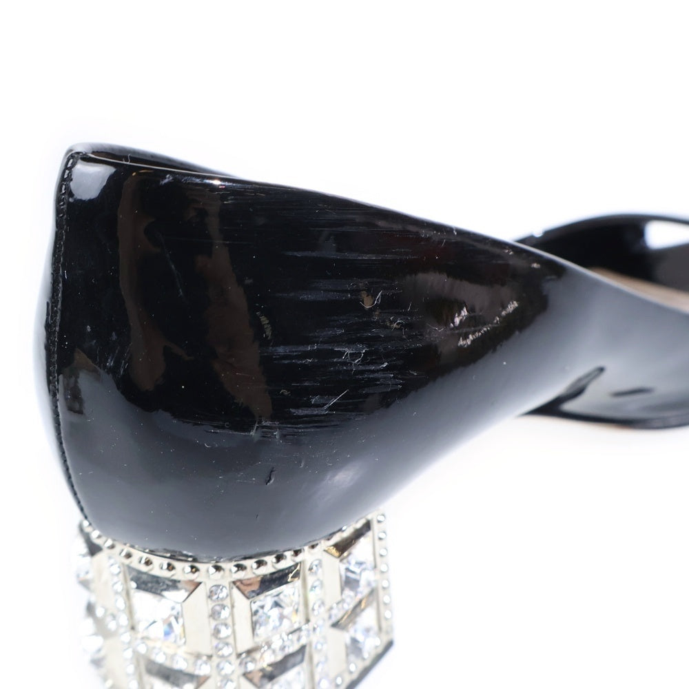 miumiu(ミュウミュウ) ビジューヒールパンプス パテント ブラック レディース