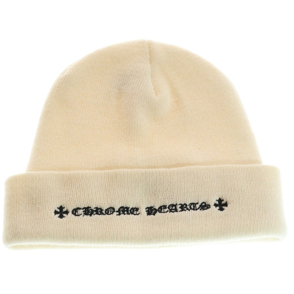 CHROME HEARTS(クロムハーツ) CHプラス ロゴ刺繍アクリルニットキャップ アイボリー