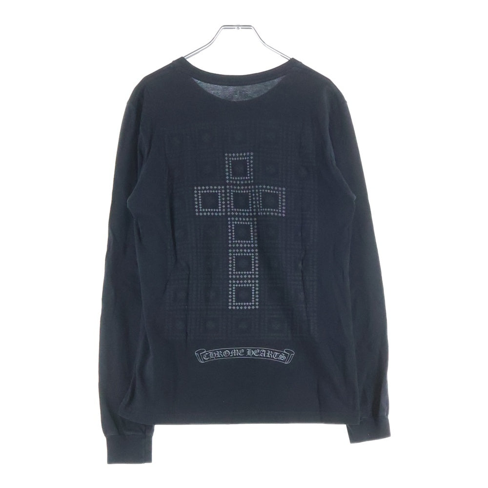 CHROME HEARTS(クロムハーツ) バックフレームドクロス スクロールラベル CHプラスプリントポケット 長袖カットソーTシャツ ブラック