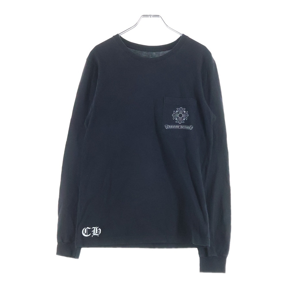 CHROME HEARTS(クロムハーツ) バックフレームドクロス スクロールラベル CHプラスプリントポケット 長袖カットソーTシャツ ブラック